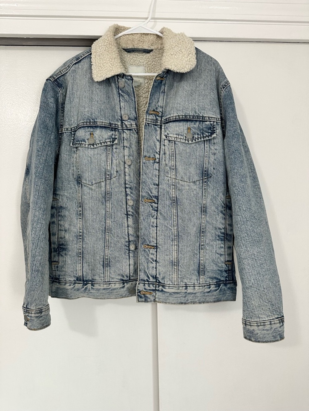 H&M Light Blue Denim Sherpa Collar Jacket